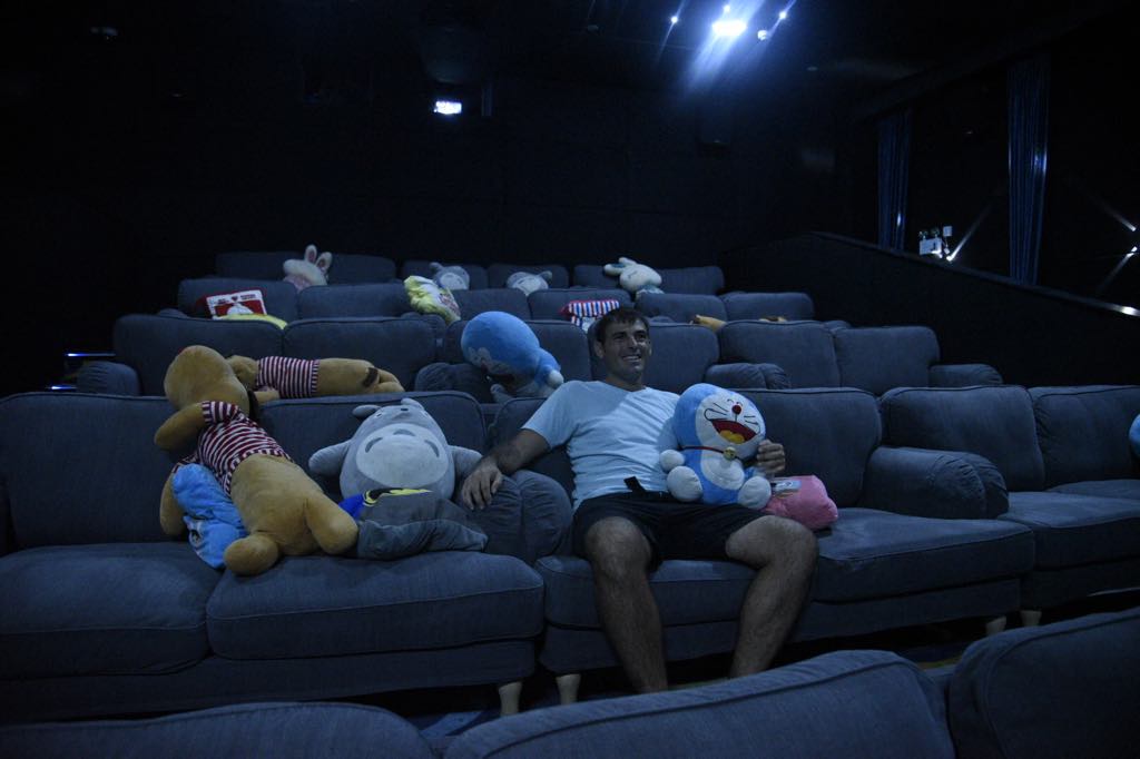 watching a movie in Sanya