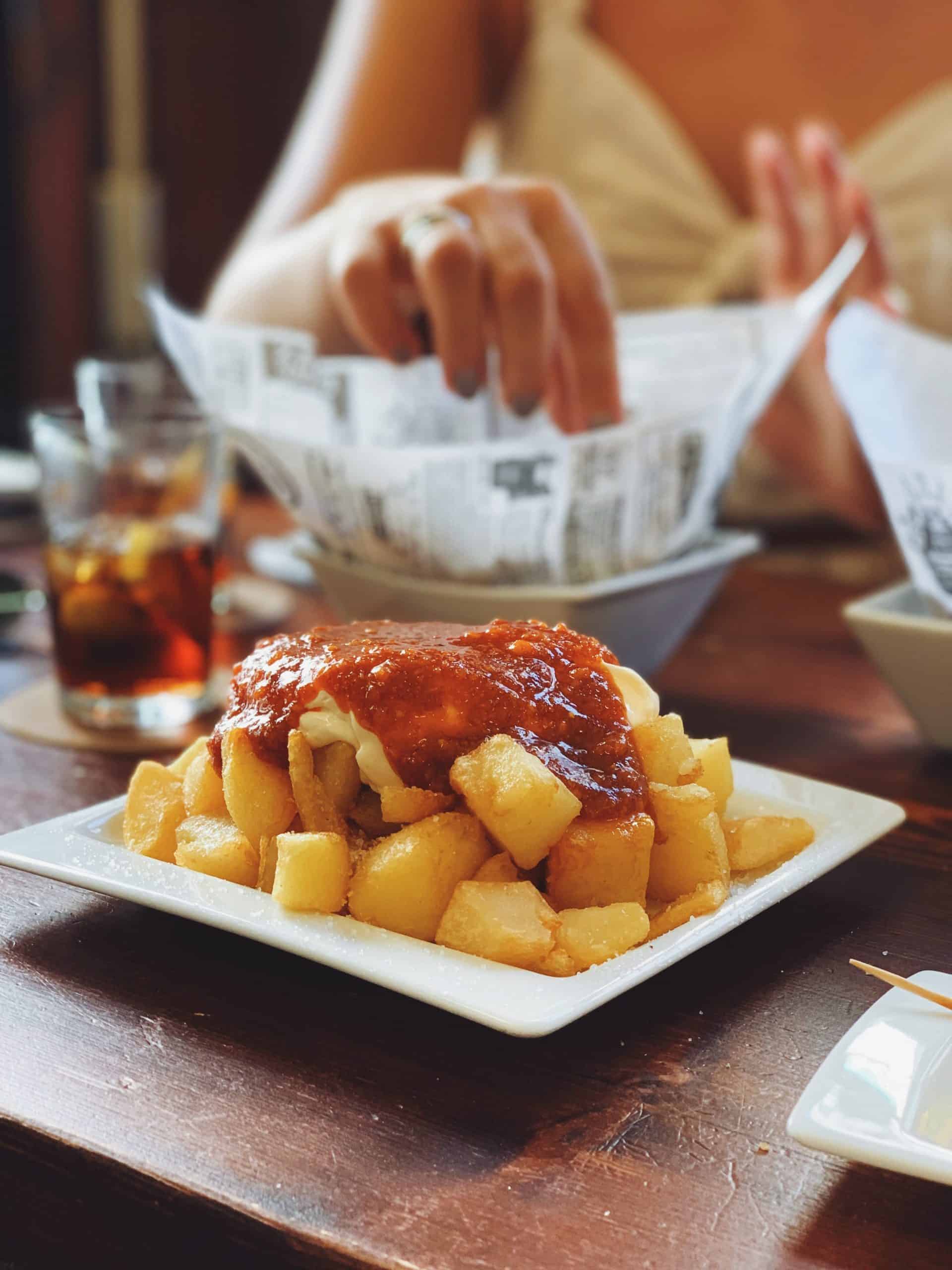 Vegetarian Food In Spain - 50 Best Spanish Vegetarian Dishes And Vegan Food In Spain 4 Spanish vegetarian dishes, Patatas Bravas - - vegetarian food in Spain, vegan food in Spain, Spainish vegetarian dishes, vegan in Spain, vegetarian in Spain, plant based food in Spain
