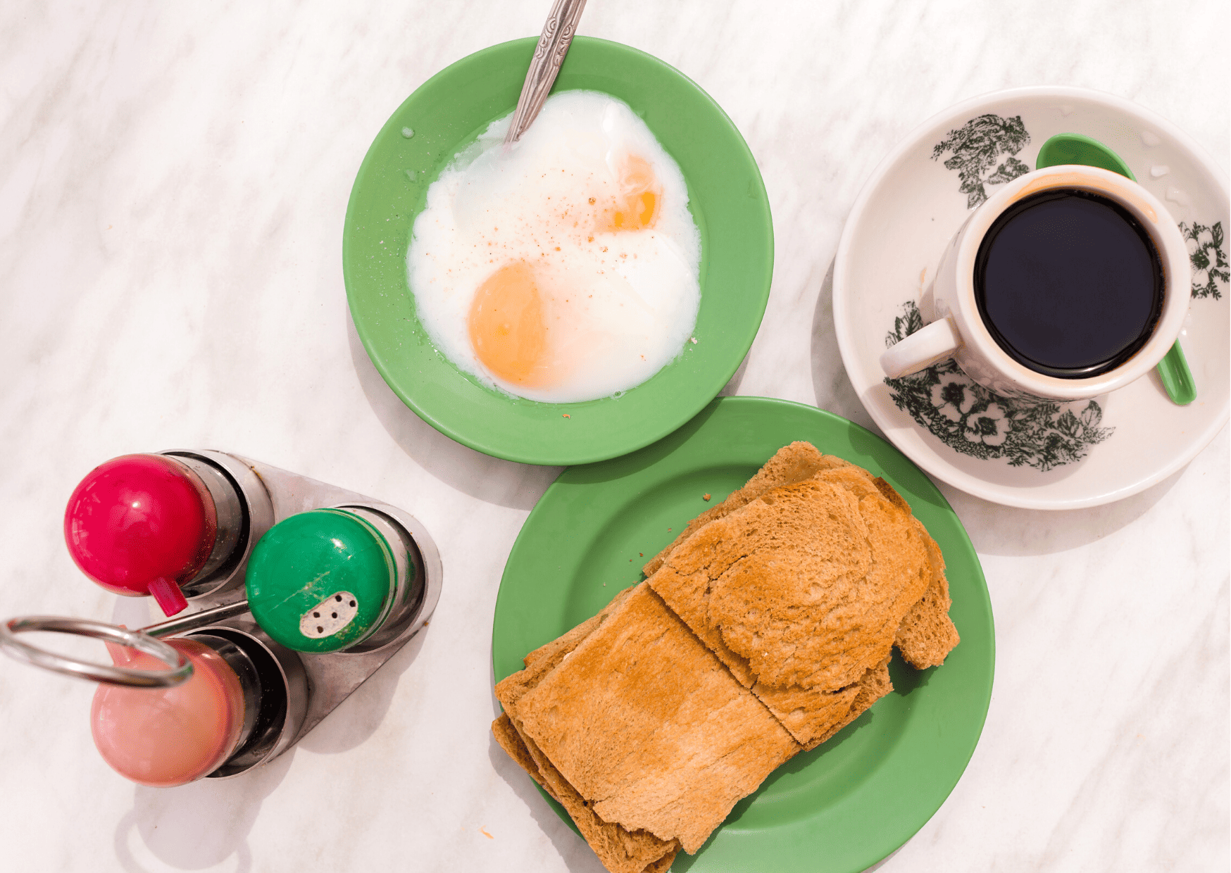 Breakfast in Singapore - 15 Traditional Singaporean Breakfast to Try 3 Traditional Breakfast in Singapore - Kaya Toast with Kopi and Soft Boiled Eggs