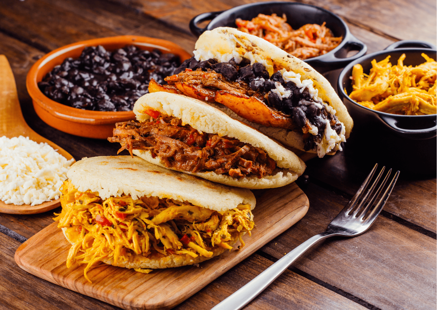 Venezuelan Breakfast - Traditional Breakfast in Venezuela to Try 3 arepas, Venezuelan arepas, breakfast in Venezuela, Venezuelan Brekafast