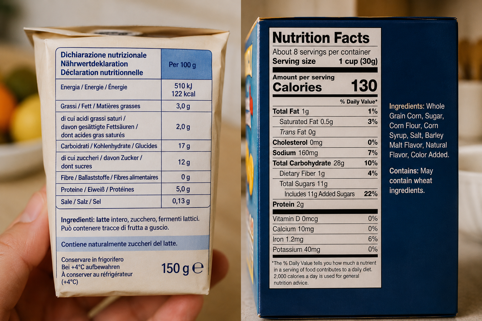 The Sugar You Can't Taste: What European Labels Show That American Labels Bury 2 sugar 2